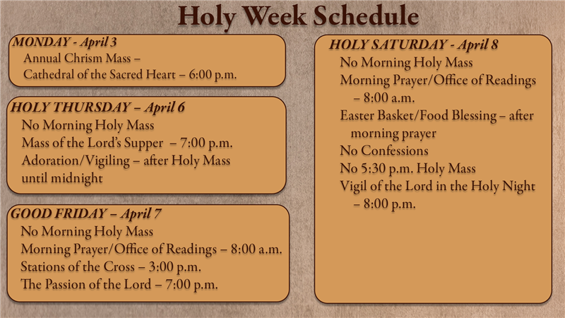 Holy Week Schedule