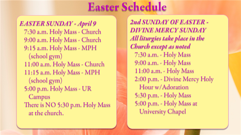 Easter Schedule