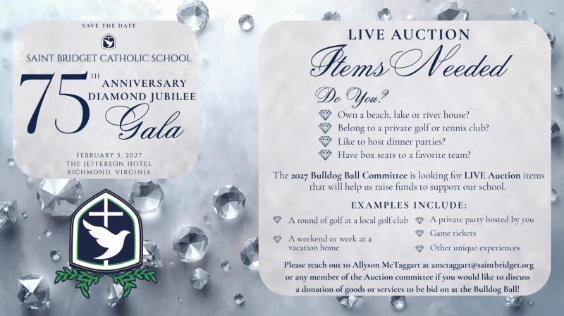 School 75th Anniversary Gala Auction Items