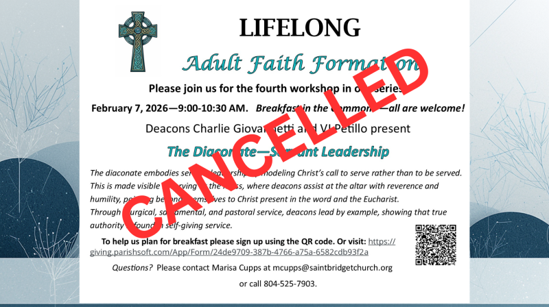 Feb 2026 Adult Formation Cancelled